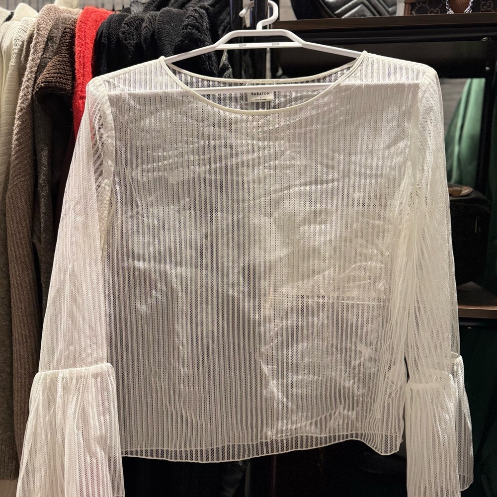 Babaton Sheer White Blouse